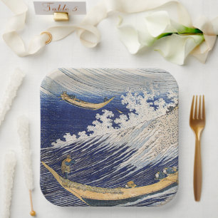 Katsushika Hokusai. Ocean waves Paper Plate
