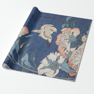 Katsushika Hokusai Peonies and Canary Wrapping Paper