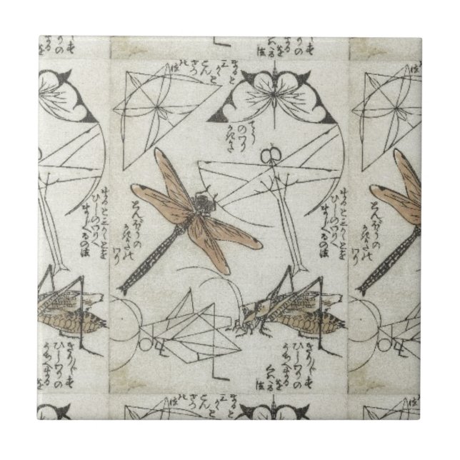 Katsushika Hokusai’s Insects Tile (Front)