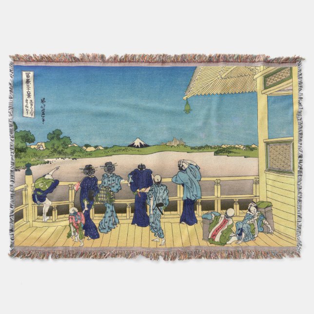 Katsushika Hokusai - Sazai hall, Temple 500 Rakan Throw Blanket (Front)