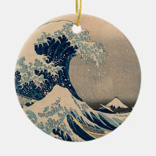Katsushika Hokusai. The Great Wave off Kanagawa Ceramic Tree Decoration