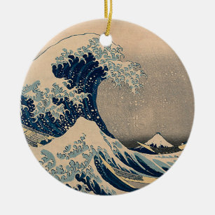 Katsushika Hokusai. The Great Wave off Kanagawa Ceramic Tree Decoration