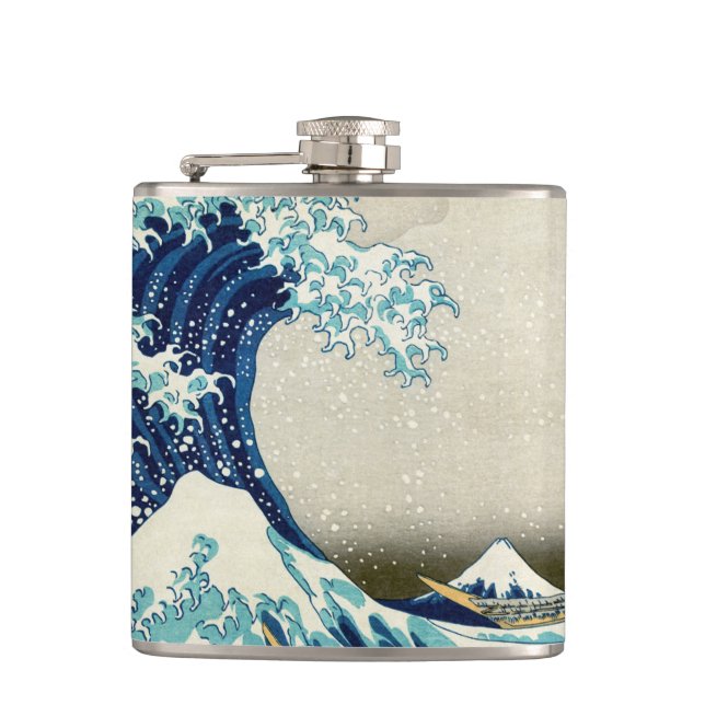 Katsushika Hokusai - The Great Wave off Kanagawa Hip Flask (Front)
