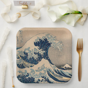 Katsushika Hokusai. The Great Wave off Kanagawa Paper Plate