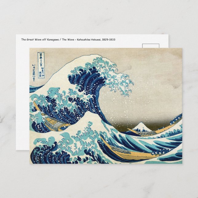Katsushika Hokusai - The Great Wave off Kanagawa Postcard (Front/Back)