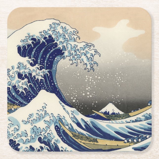 KATSUSHIKA HOKUSAI - The great wave off Kanagawa Square Paper Coaster (Front)