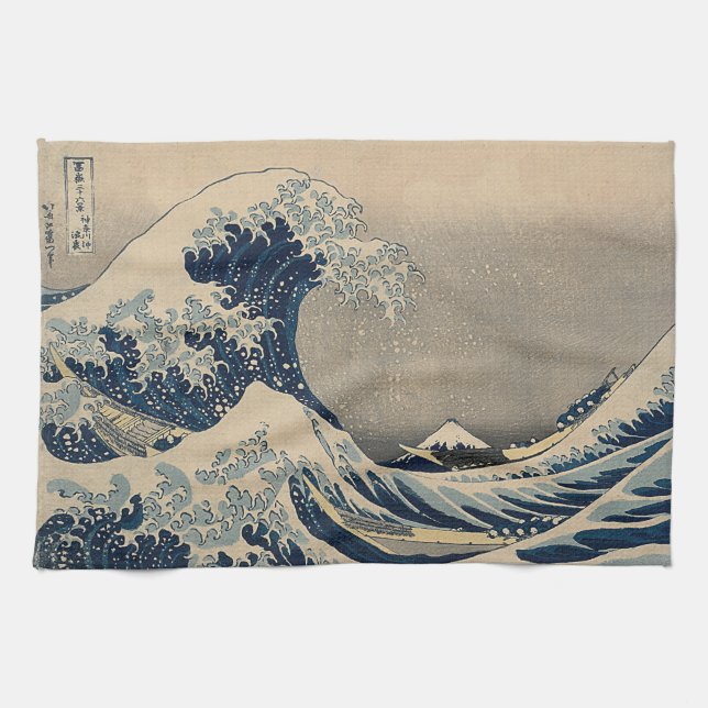 Katsushika Hokusai. The Great Wave off Kanagawa  Tea Towel (Horizontal)