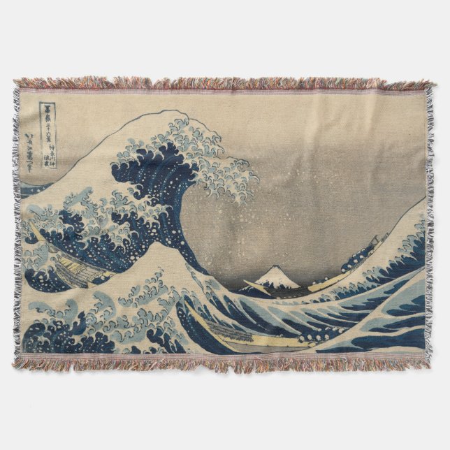 Katsushika Hokusai. The Great Wave off Kanagawa  Throw Blanket (Front)