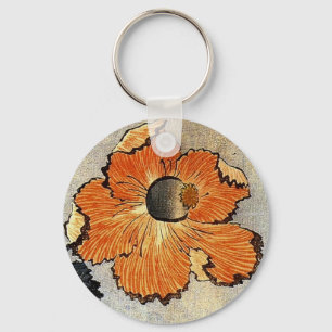 Katsushika Hokusai Ukiyo-e Woodcut Print - Poppies Key Ring