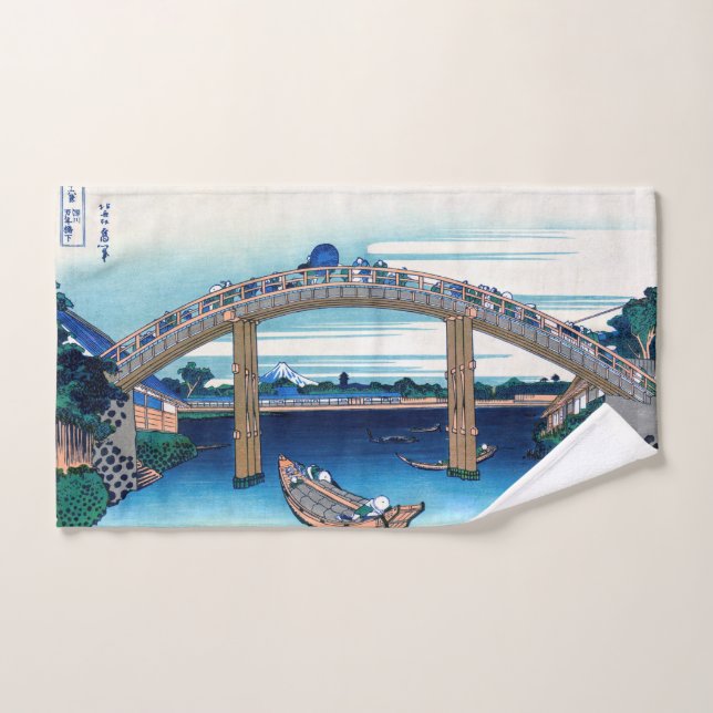Katsushika Hokusai - Under Mannen Bridge, Fukagawa Bath Towel Set (Hand Towel)