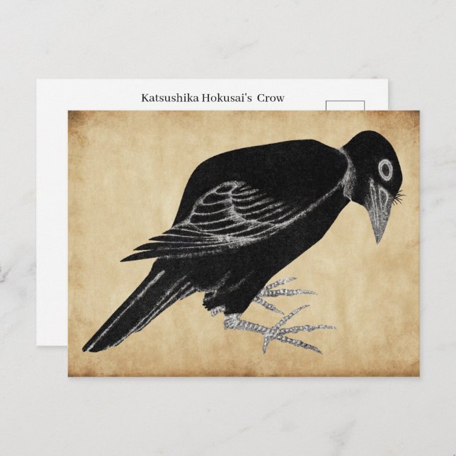 Katsushika Hokusai's Crow  1814 Postcard (Front/Back)