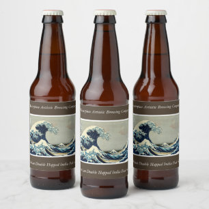Katsushika Hokusai's The Great Wave off Kanagawa Beer Bottle Label