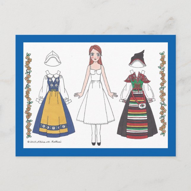 Katti of Sweden Paper Doll Postcard (Front)