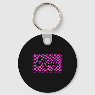 Katy Checkered I Love Katy 80's Vintage  Key Ring