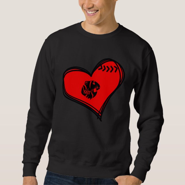 Katy Tigers Baseball Heart Sweatshirt (Front)
