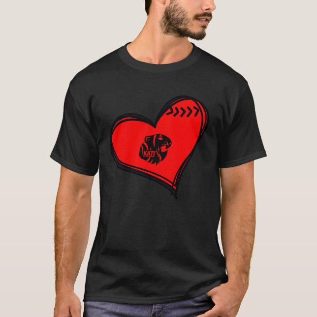 Katy Tigers Baseball Heart T-Shirt (Front)