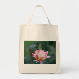 Katydid on Pink Rose Tote Bag