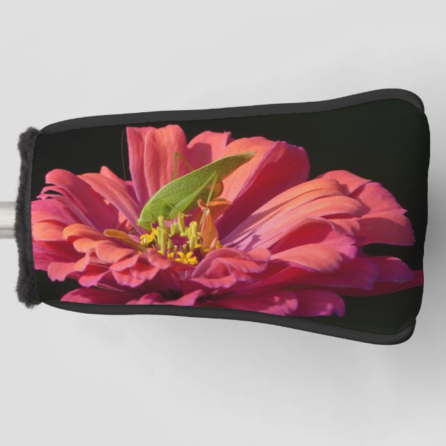 Katydid on Zinnia Golf Head Cover (Front)