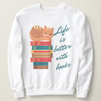 Katze Bücher Lesen Spruch Paws and Books Design Sweatshirt