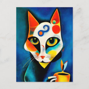 Katze im Stile der Klassischen Modernen Kunst. Postcard