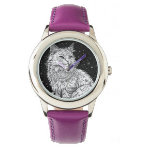 Katze mit Mandala Armbanduhr Kinder Watch