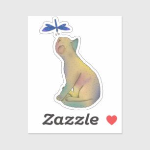 Katze und blaue Libelle