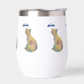 Katze und blaue Libelle