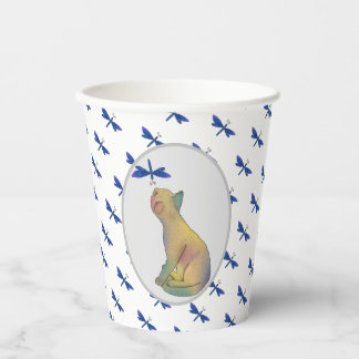 Katze und blaue Libelle Paper Cups