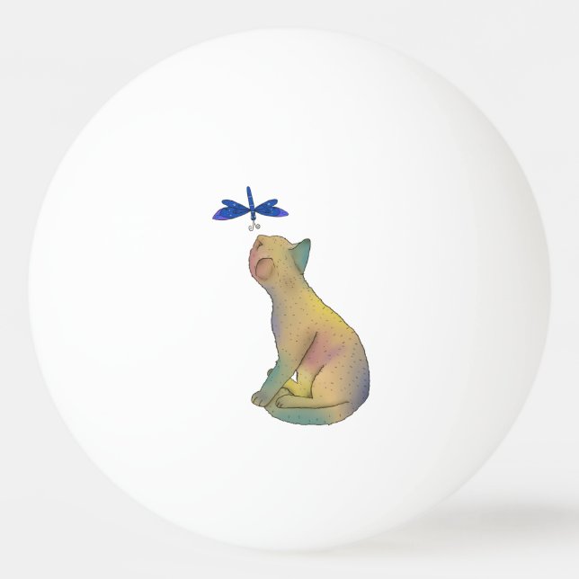 Katze und blaue Libelle Ping Pong Ball (Front)