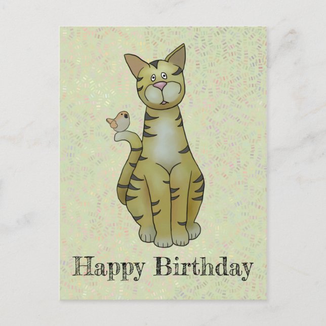Katze und Vogel Postcard (Front)