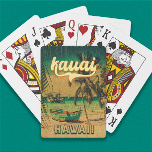 Kauai Beach Hawaii Retro Palm Trees 60s Souvenirs Playing Cards