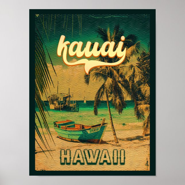 Kauai Beach Hawaii Retro Palm Trees 60s Souvenirs Poster (Front)