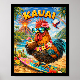 Kauai Chicken Rooster Coffee Coconut In Hawaii  Poster