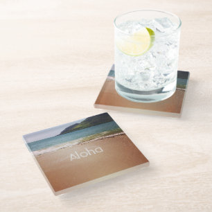 Kauai Hawaii Beach Ocean (my photography) Glass Coaster