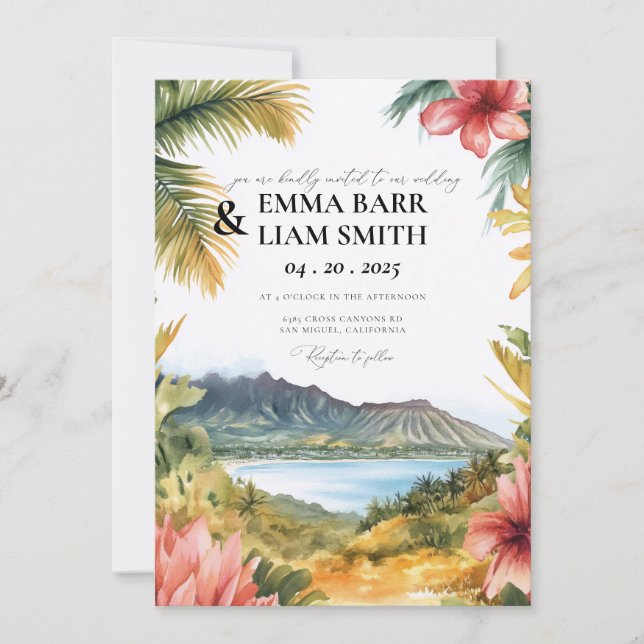 Kauai HAWAII Beach Tropical Wedding Invitation (Front)