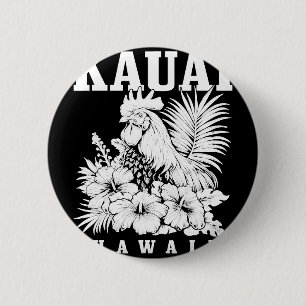Kauai Hawaii Chicken Hawaiian Hibiscus Flowers Vin 6 Cm Round Badge