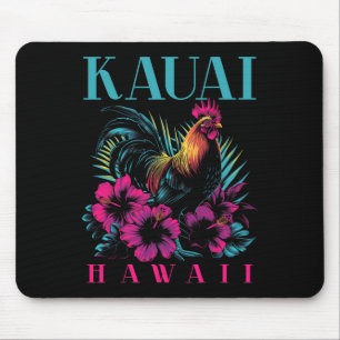 Kauai Hawaii Chicken Hawaiian Hibiscus Flowers Vin Mouse Pad
