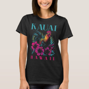 Kauai Hawaii Chicken Hawaiian Hibiscus Flowers Vin T-Shirt
