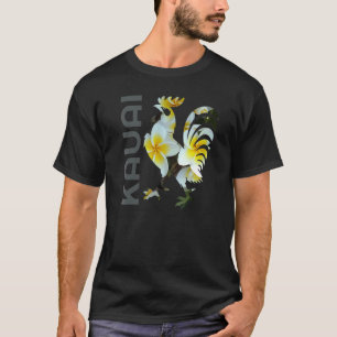 Kauai Hawaii Chicken Rooster Flower Vintage Tropic T-Shirt