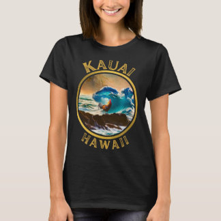 Kauai Hawaii Chicken Rooster Surf Wave coffee Desi T-Shirt