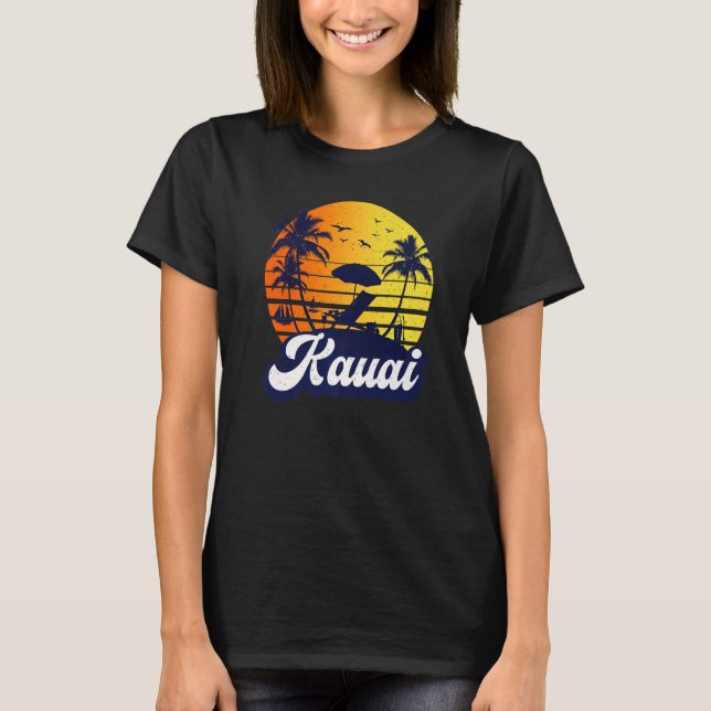 Kauai Hawaii Hawaiian Sunset Beach Retro Premium T-Shirt (Front)