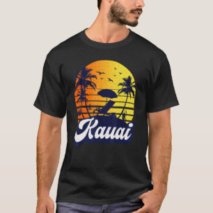 Kauai Hawaii Hawaiian Sunset Beach Retro T-Shirt