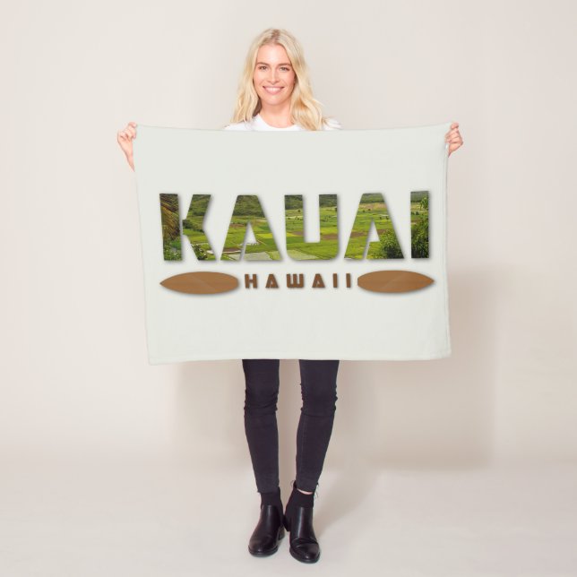 Kauai Hawaii Photo Text • Home Decor Fleece Blanket (In Situ)