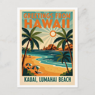 Kauai, Hawaii Retro Travel Postcard