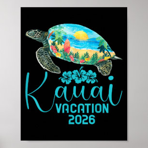 Kauai Hawaii Trip 2026 Sea Turtle Summer Vacation  Poster