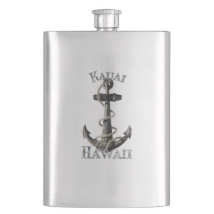 Kauai Hawaii Vacation Nautical Anchor Sailing Hip Flask