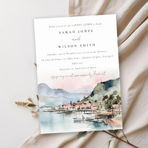 Kauai Hawaii Watercolor Landscape Couples Shower Invitation