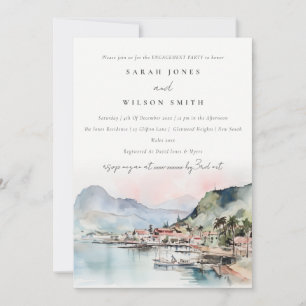 Kauai Hawaii Watercolor Landscape Engagement Invitation