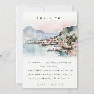 Kauai Hawaii Watercolor Landscape Wedding Thank You Card