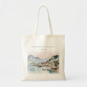 Kauai Hawaii Watercolor Landscape Wedding Tote Bag